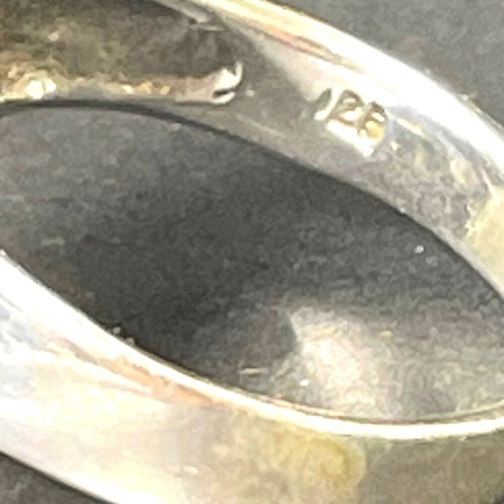 VTG Sterling Silver 925 Mother of Pearl Inlay Ring Iridescent Green White Sz 8.5 - Picture 11 of 15